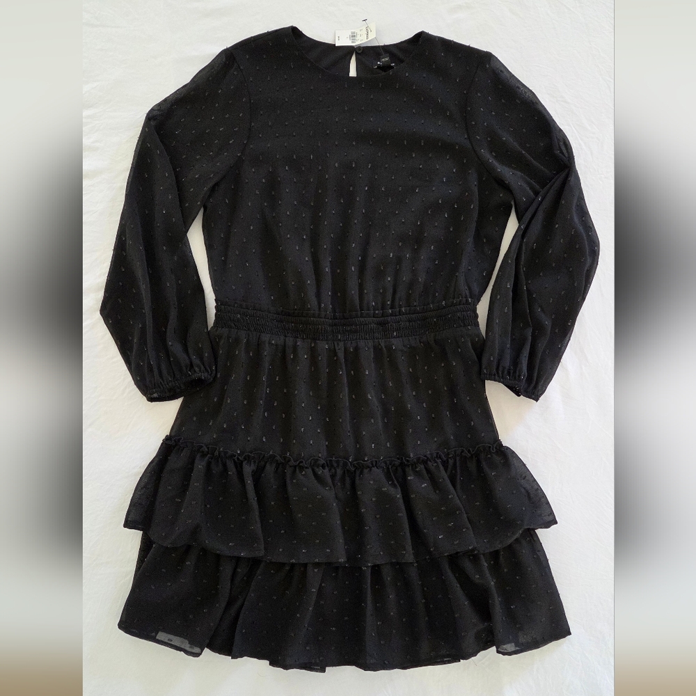 NWT Express Black Ruffled Cocktail Dress